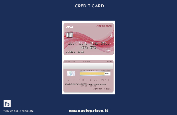 modello di carta visto bancario Austria Addiko stile verificato